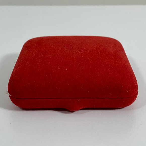 Red Velvet Square Jewelry Box ONLY Elegant White Interior For Rings Or Earrings - Picture 2 of 9